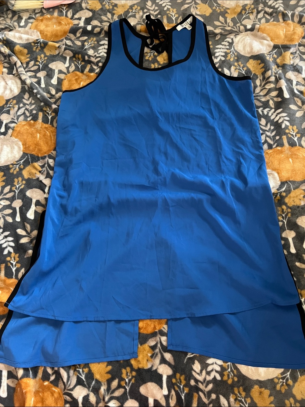 Spense Royal Blue Sleeveless Top with Black Trim
